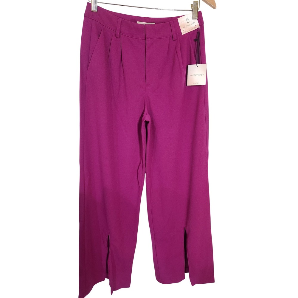Happily Grey NWT Berry fuschia wide leg pants Trousers size‎ 5
